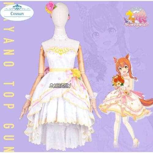 Anime! Umamusume:Pretty Derby Season2 Mayano Top Gun Flower Wedding Dress Cosplay Costume Party Role Play Game Suit Women NEW