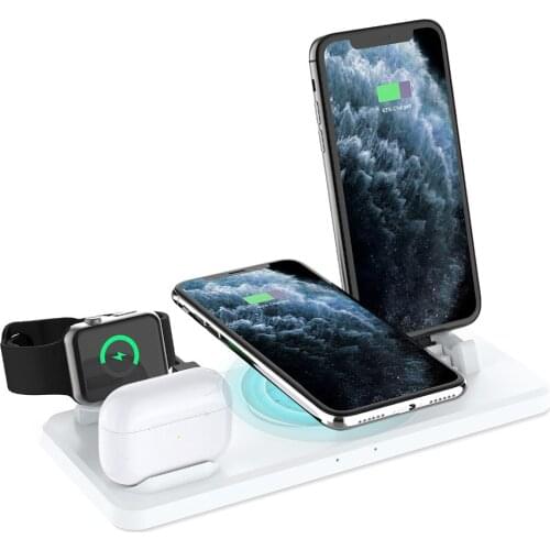 Wireless Charging Station 6 In 1 Multi-function Desktop AirPods Smart Watch Phone Holder Fast Charger Stand