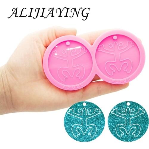 Shiny Silicone Resin coqui taino Earrings Molds , Pr flag Epoxy Making baking equipment Silicone mold wholesale DY0782