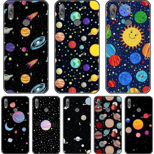 TPU Back Cover For Huawei Y6 Y7 Y9 Prime Pro 2019 Star Space Moon Black Silicone Soft Case For Huawei Y5 Y6 Y7 2019 Phone Case