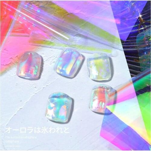 Nail Art Aurora Ice Cube Cellophane Glass Foil Film Sticker Colorful Transfer Laser Jewelry Paper Manicure Nail DIY Decoration