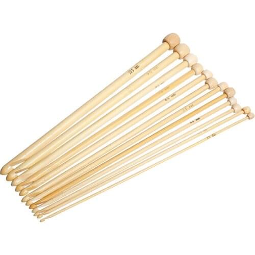 DoreenBeads 10mm - 3mm Natural Bamboo Single Pointed Afghan Tunisian Crochet Hooks Needles Mixed 25.5cmx1.9cm-25x0.8cm,12PCs/Set