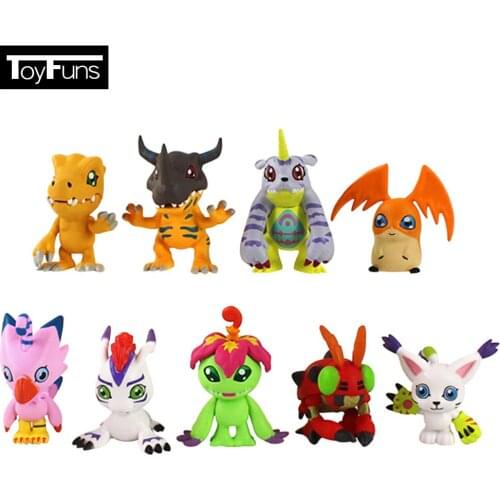 9pcs/Set 3.5-5cm Anime Digimon Gabumon Agumon Gomamon Piyomon Palmon Patamon Digita Dragon Dinosaur PVC Action Figure Model Toys