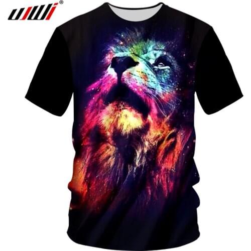 UJWI Men Tshirt Black 2018 Summer Top 3D Printed Color Lion Animal T-shirts Hombre Hip Hop Streetwear Bodybuilding Clothes Shirt