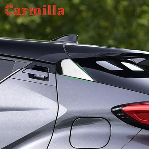 Carmilla ABS Chrome Tail Spoilers Wing Trim Rear Side Window Triangle Decor Cover Sticker for Toyota C-HR CHR 2016 2017 2018
