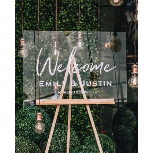 Personalized Acrylic Welcome Sign Wedding Board Welcome Sign Custom Bride and Groom Names Family Name Wedding Decor