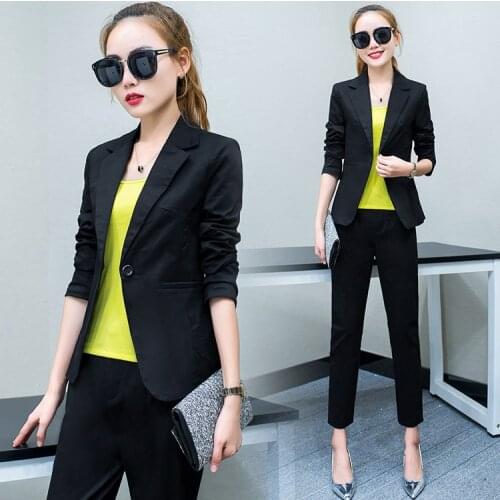 Set female 2019 autumn new temperament casual Slim fashion small suit jacket + nine pants elegant two-piece suit wild