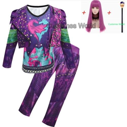 Girl Halloween Costumes For Kids Children Clothing Evie Descendants 3 Mal Cosplay Party Wig Fancy Fantasia Costumes 4-12 yearls