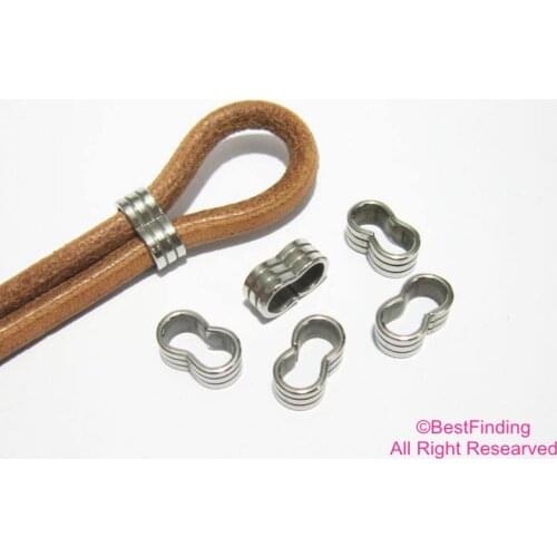 Stainless steel leather slider 5mm Round leather findings double barrel open hook sliders RS16