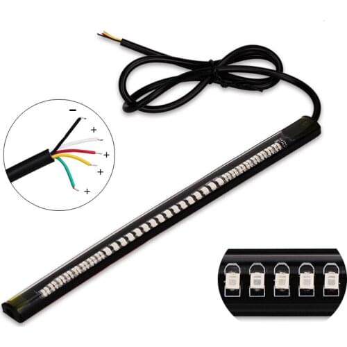 1PC Motorcycle Strip Light 32LED Tail Brake Stop Turn Signal Light License Plate Lamp Motorcycle Red Amber LED Light