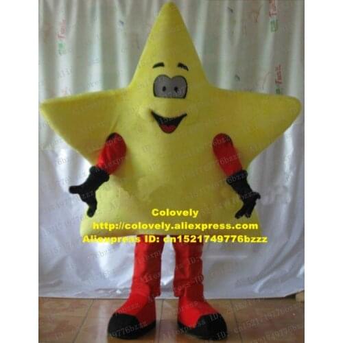 Starfish Sea Star Stelleroid Mascot Costume Fancy Dress Yellow Five-pointed Star Body Short Eyebrow No.5620 Free Shiping