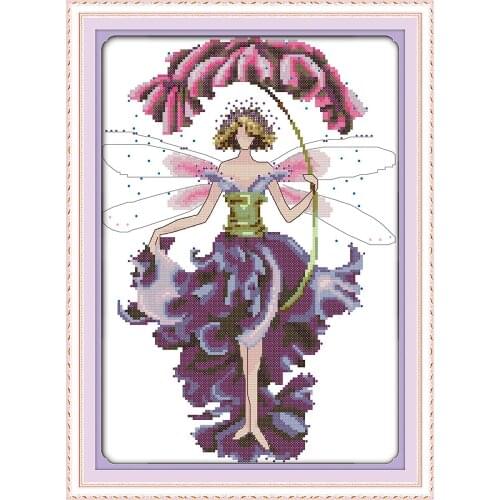 Flower fairy (8) cross stitch kit angel beauty people Aida count 14ct 11ct printed embroidery DIY handmade needlework supply