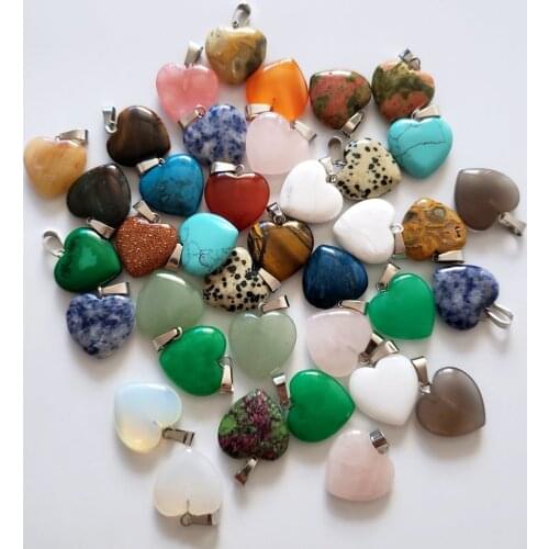 Natural Love Heart Necklaces & Pendants for Lover Gem Stone Pink Quartz White Crystal Healing Necklace Charm Jewelry E594