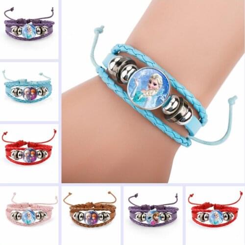 New Disney Newest Elsa Anna Princess Cartoon Bracelet Action Figure Toys lovely Wristand Girl Gift Christmas Gifts Toys