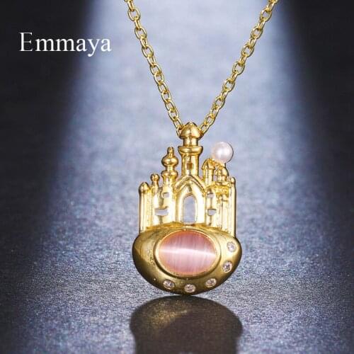 Emmaya Charming Dreamlike Castle Appearance Gold Necklace For Female Fashion Glass Dazzling Jewelry In Banquet Jewelry
