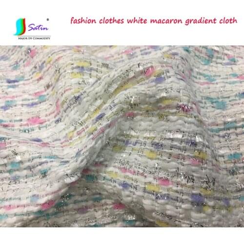 Autumn and Winter Coat Fashion Clothes Cloth White Backgrond Light Macaron Gradient Color Stripe Silver Tassel Fabric