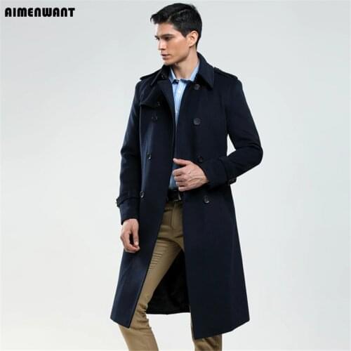 AIMENWANT Woolen Coat Mens Fall/Winter Business Casual Overcoat Customized Big Size Wool Jacket Top Quality Pea Coat