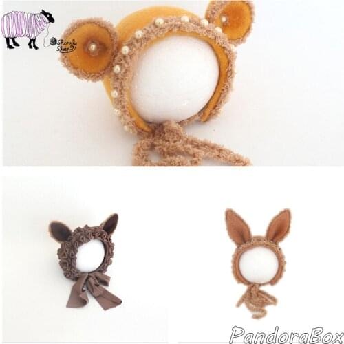 Newborn Photography Props Baby Girl Boy Bunny Bear Wool Felt Hat Photoshoot Props Cap fotografia Accessories Baby Winter Hat