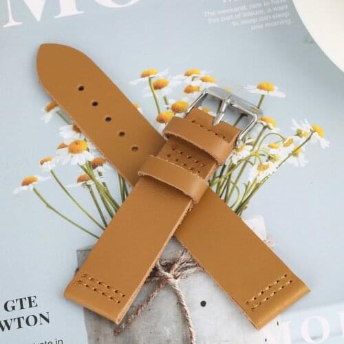 Brown Wooden Watch Leather Band 20mm Men Women Replacement Strap Practical 9 Holes Bands Watches Accessories 20mm Straps