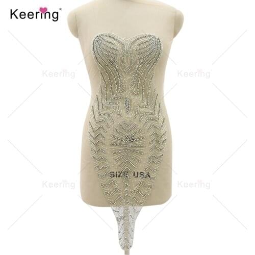Hand-Made New Design Rhinestone Bodice Applique For Party Dress WDP-386