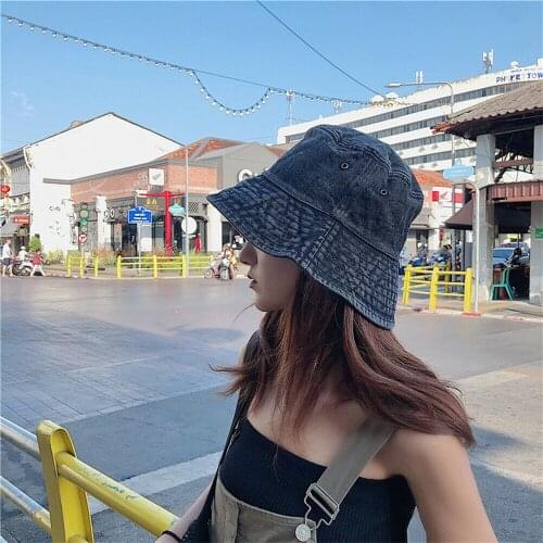Foldable Fisherman Hat Washed Denim Bucket Hats Unisex Fashion Caps Hip Hop Gorros Men Women Panama Bucket Cap Outdoor Supplies