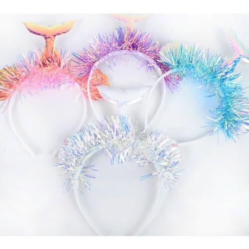 Cartoon Unicorn Flower Cat Ears Hairbands For Girls Birthday Party Headband Children Hair Accessories Mermaid Party Hair Hoop