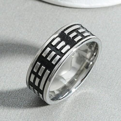 8mm Vintage Stainless Steel Ring The Piano Black Keys Finger Rings For Men Women Jewelry Anime Fans