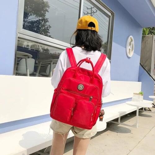 New Fashion Woman Backpack Waterproof Nylon Soft Handle Solid Multi-Pocket Travel Zipper Mochila School Bags Hot Sale 2021