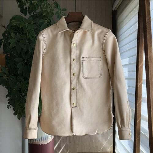 YR!Free shipping.sales.High quality italy Primary tanned cowhide jacket.luxury slim 1.3mm thick genuine leather shirt.fashion