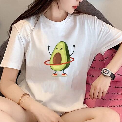 Fashion Cute Cartoon Avocado T Shirt Women Short Sleeve O-Neck Funny T-Shirt Ulzzang Harajuku Kawaii Tshirt Top Tee Female