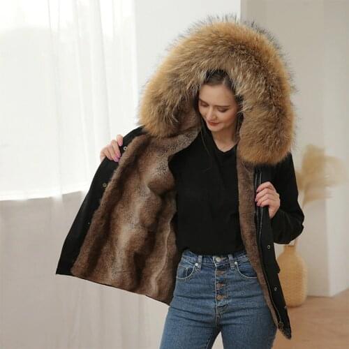 MENINA BONITA 2021 Waterproof Parka Winter Jacket Women Real Natural Raccoon Fur Collar Hooded Coat Warm Detachable Streetwear