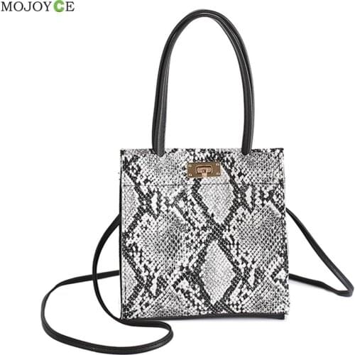 Women Snake Pattern Bags Shoulder Crossbody Vintage Ladies PU Top-handle Handbag Small Shoulder Ladies Messenger Bag