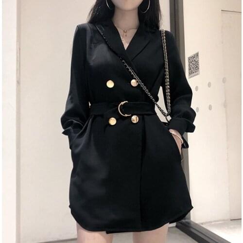 2021 Suit Dress Female Long-sleeved Early Autumn New Small Man Waist Slimming Temperament Small Black Skirt