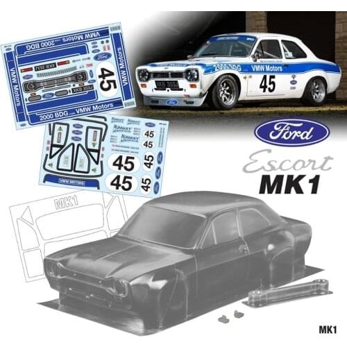 1/10 rc Onroad Race Drift Eelctric/nitro MK1 Ford Escort MK1 cLEAR PC Body w/ decals A TYPE For Tamiya KYOSHO HSP Redcat