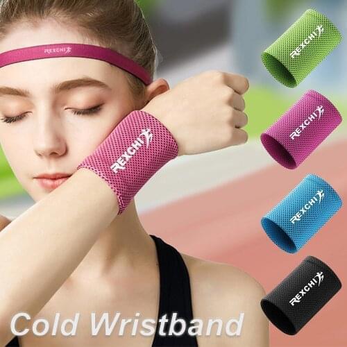 1pcs S M Size Wrist Brace Support Breathable Ice Cooling Sweat Band Tennis Wristband Wrap Sport Sweatband For Gym Yoga Volleybal