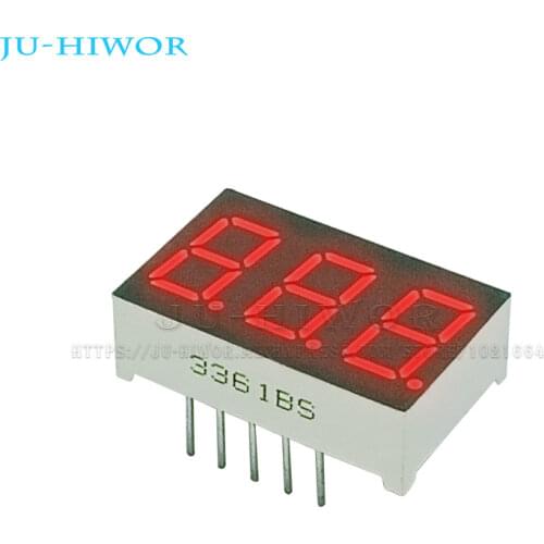 200pcs LED Display 0.36 Inch 11 Pins 3 Digits Bits 7 Segment Red LED Display Share Common Cathode Digital Display 3631AR