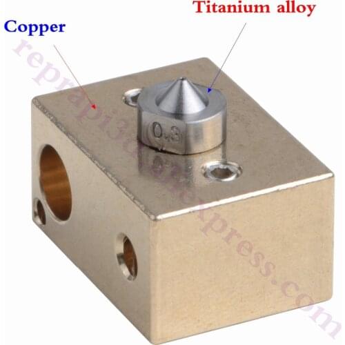 3sets High Temperature Printhead- Titanium alloy V6 nozzles+copper heat block F/ MK / Prusa / Titan Aero Hotend 3D Printer