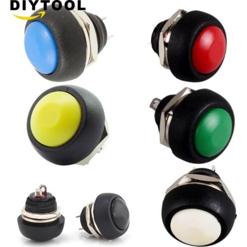 5PCS 12mm PBS-33B Momentary Push Button Switch 6 Color Momentary pushbutton switches 1A 250V Round Switch