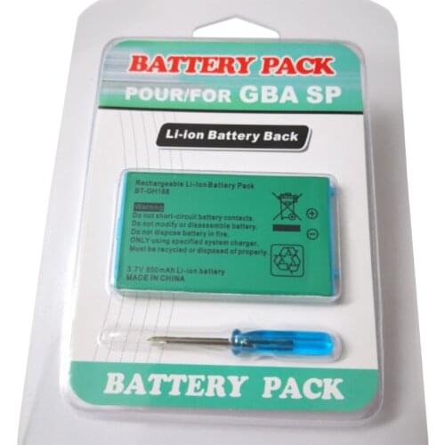 Rechargeable Battery Pack, Built-in Li-ion Compatible with Gameboy Advance SP 3.7V, 850mAh Along with Repair Tool