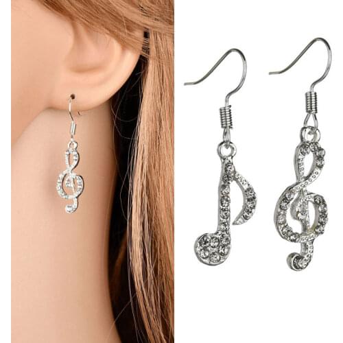 Crystal Musical Note Pendant Drop Earring Asymmetric Rhinestone Lady Dangle Earring Jewelry Accessories Gift for Women BH