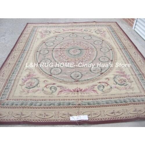Free shipping 8'X10' needlepoint woolen carpets,hand stitched carpets for living room 100% New Zealand wool rugs floral design