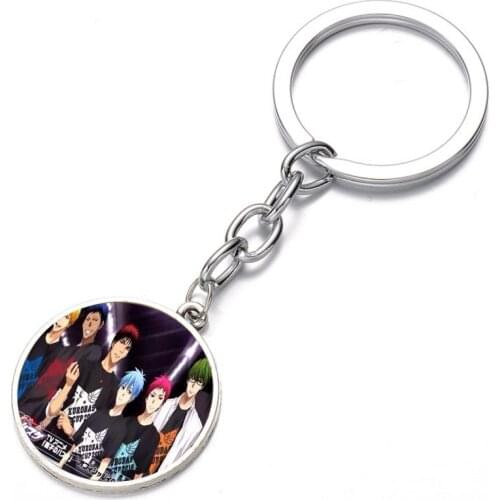 Anime Kurokos Basketball Keychain Glass Dome Key Chain Bag Charm Pendant Bronze black Keyring Holder Kids boys girl Pendant