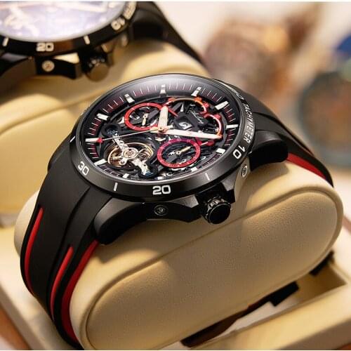 Mens Trend Multifunctional Racing Watch Sports Waterproof Tourbillon Mechanical Watch One Piece Dropshipping