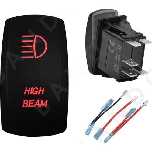 Jumper Wires Set,HIGH BEAM 12V 24V Car Boat Caravan Rocker Switches Waterproof Car Buttons Dual Red LED Lights Interior Parts
