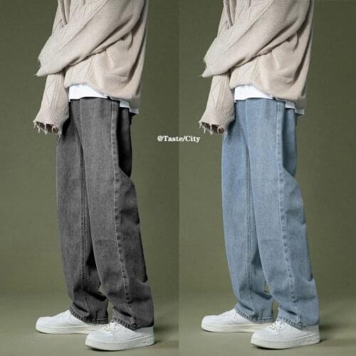 Korean Wide-leg Jeans Mens Fashion Retro Casual Jeans Men Streetwear Autumn Wild Loose Hip-hop Straight Denim Pants Mens S-3XL