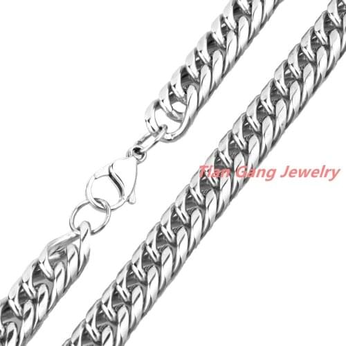 Hot 7"-40" 11mm 316L Stainless Steel Silver Color Polished Jewelry Curb Cuban Chain Mens Womens Necklace Or Bracelet