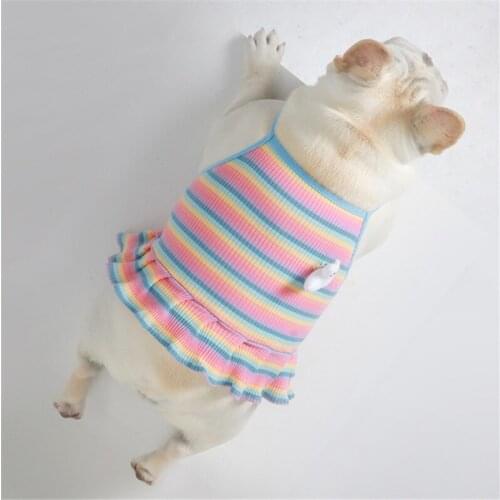 Hot Sale Dog Clothes for Small Dogs Pet Clothes Pretty Striped Dog Vest Elastic Cotton Puppies Sling Vest Skirt Pet Clothing