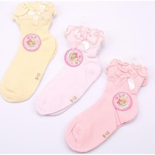W110 Free shipping 4-7-year-old princess bow candy color cotton socks childrens socks