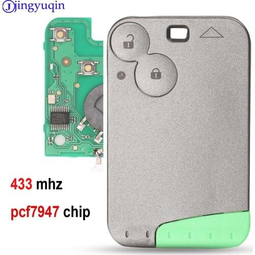 Jingyuqin 10p 433 MHz Pcf7947 Chip 2 Button Remote Card Smart Car Key for Renault Laguna with Uncut Key Blade