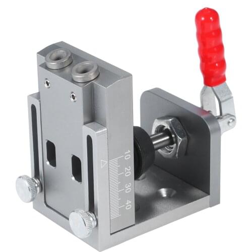 Pocket Hole Locator Jig Kit Aluminum Alloy 15 Degree Angle Hole Drilling Guide Positioner with Quick Clamp Wood Working Tool